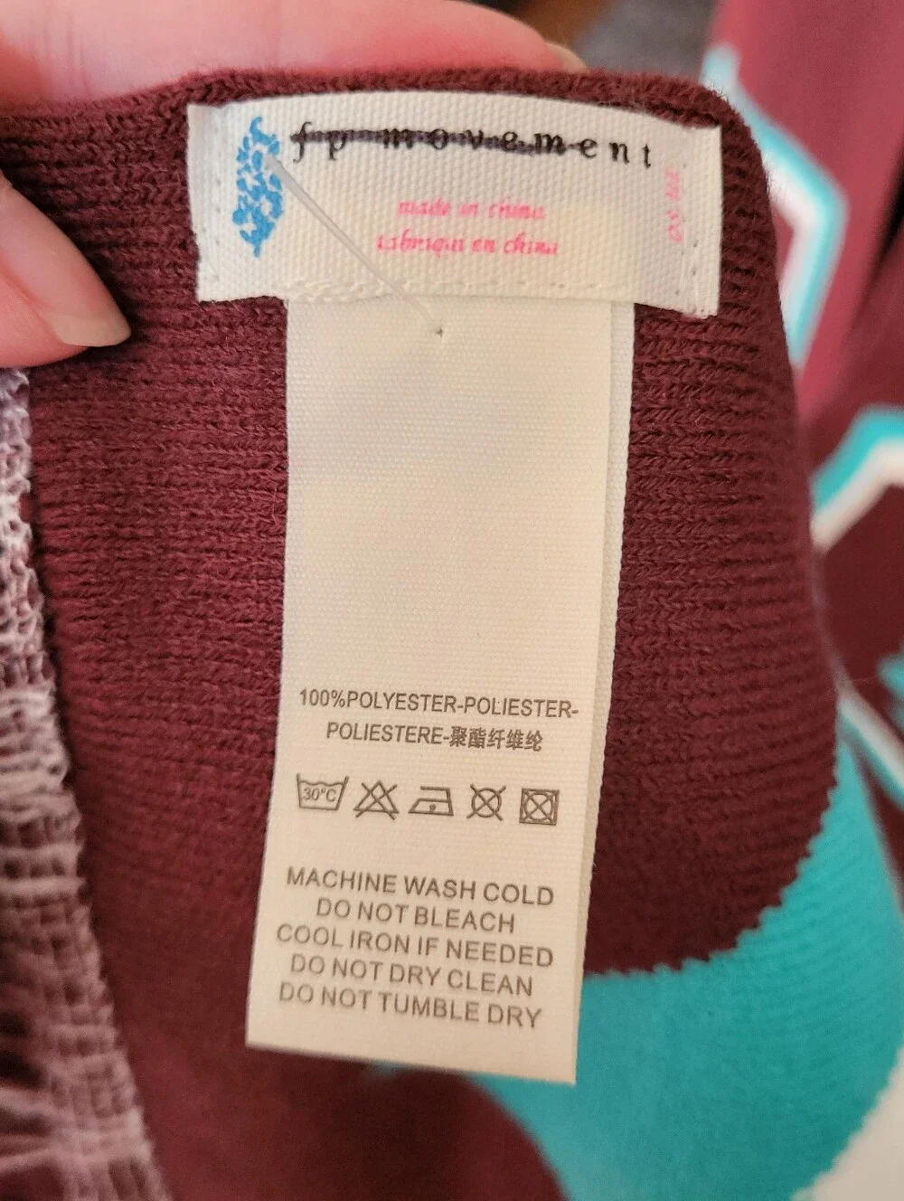 Free People Movement Big League Reversible Scarf mahogany Maroon and Aqua Teal